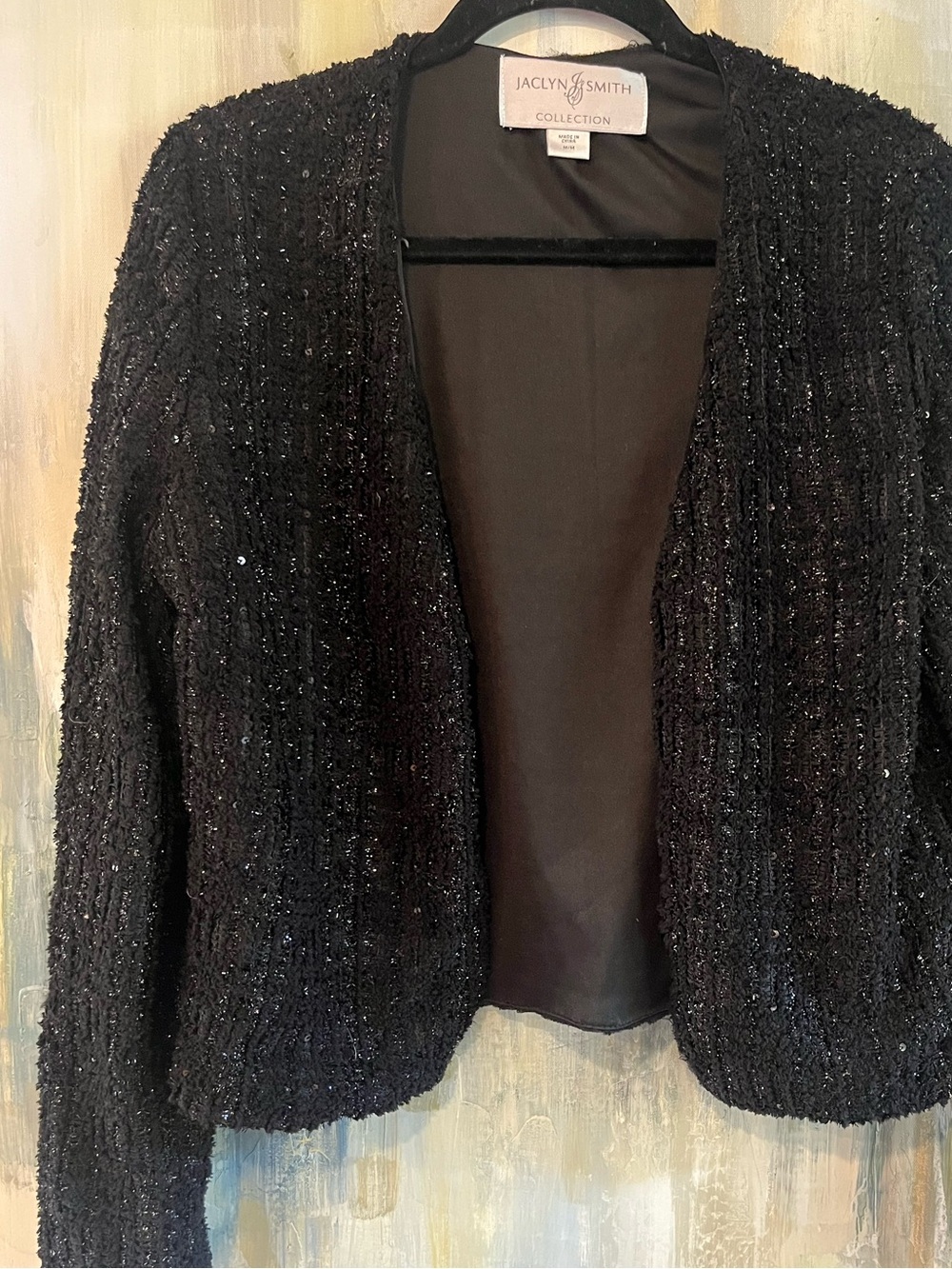 Jaclyn Smith Collection Black Sparkle Sequin Jacket Cardigan Size Medium